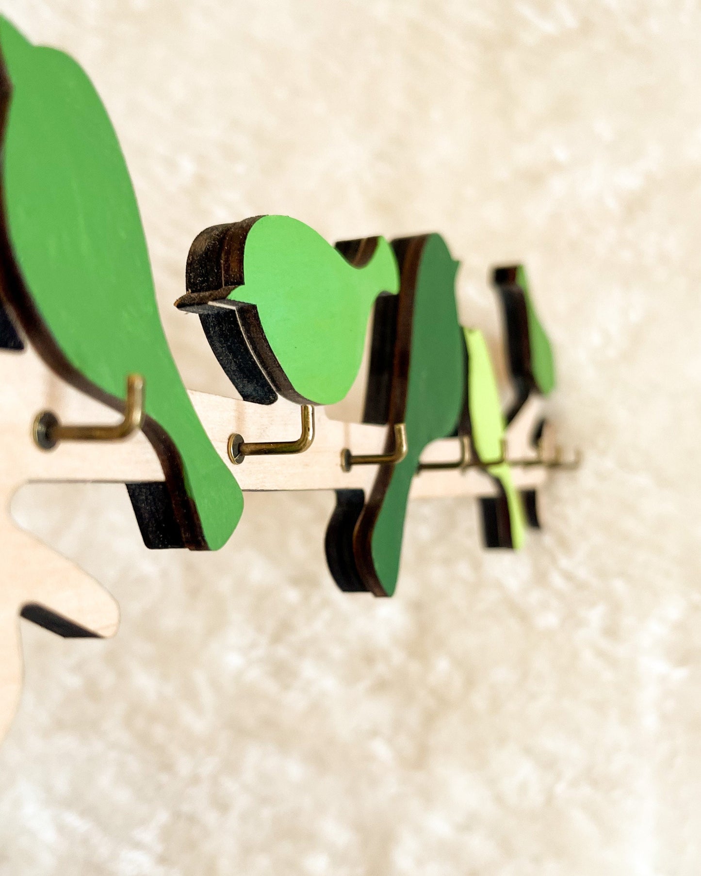 Modern Wood Key Holder with Birds For Entryway