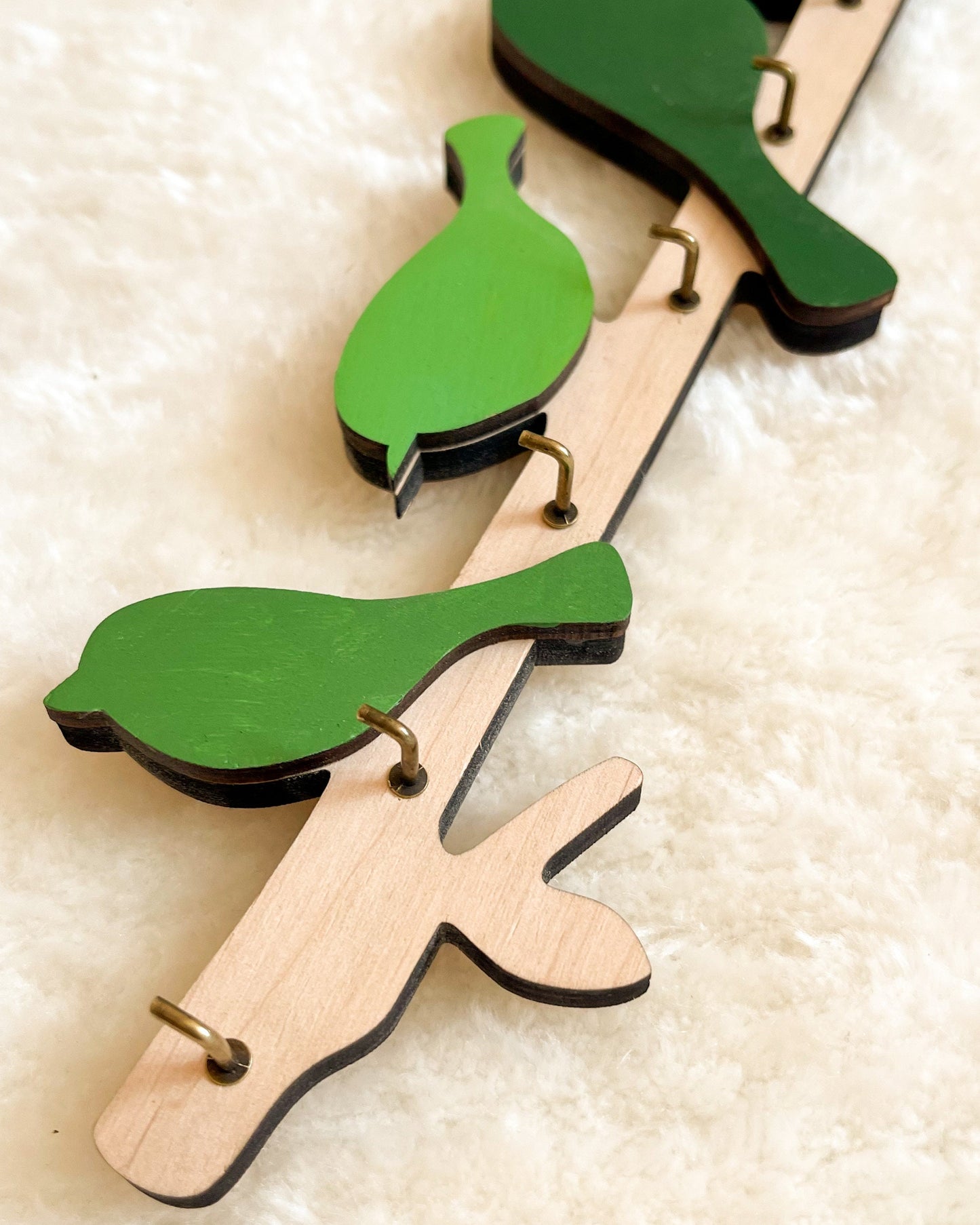 Modern Wood Key Holder with Birds For Entryway