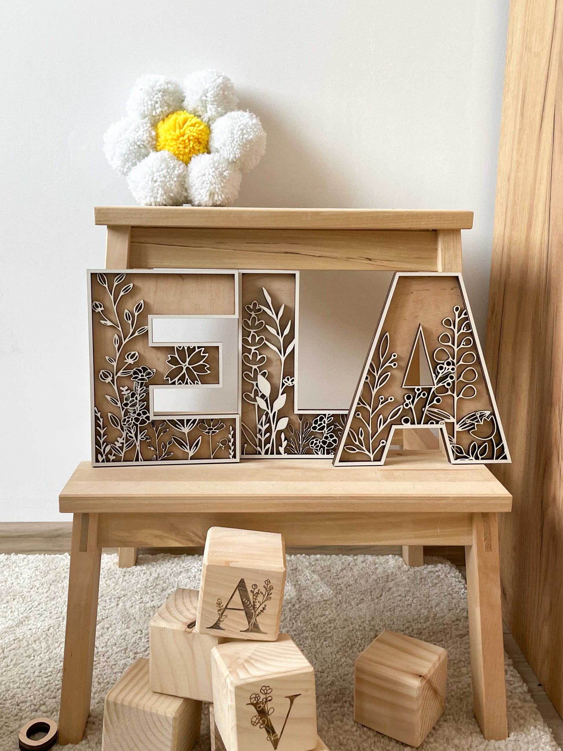 Wildflower Wall Letters Boho Name Sign Layered 3d Letters 