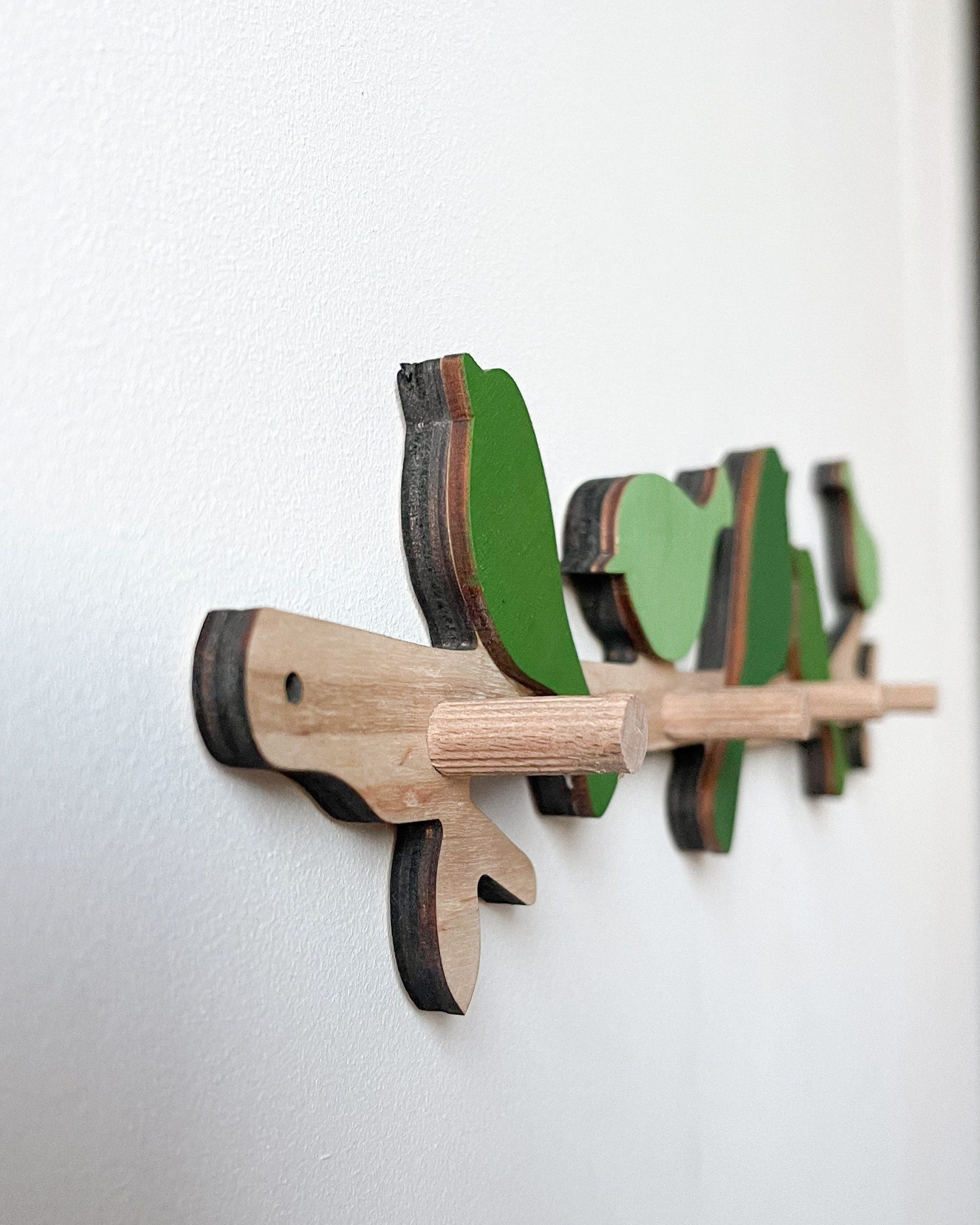 Kids Coat Rack With Hooks Minimalist Modern Wood Hook with Birds For Kids Room 4 Wall Hooks For Nursery Wall Mounted