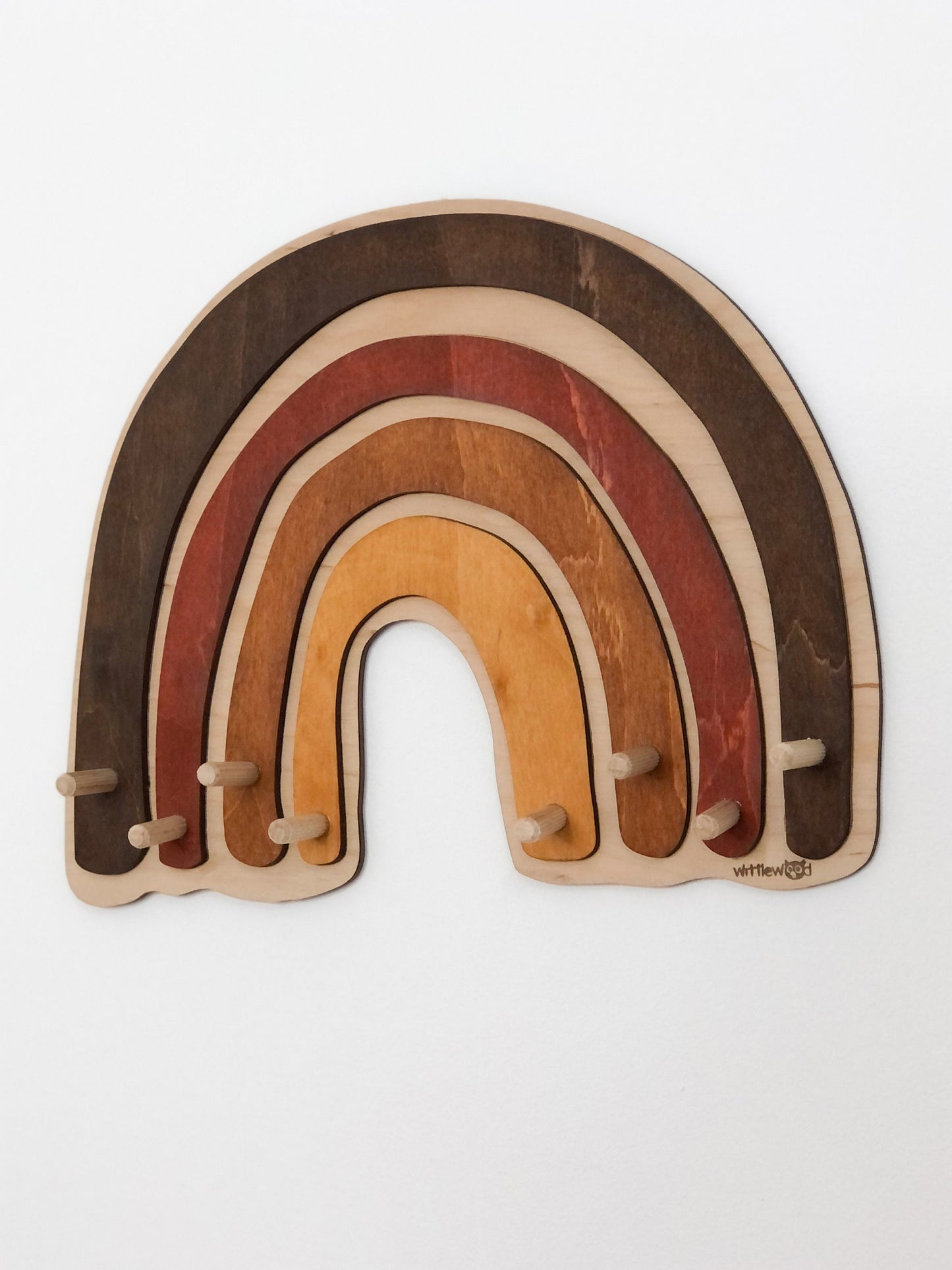 Rainbow Wall Decor with Hooks - Wooden Wall Hanger for Nursery - Coat –  WittleWoodStore