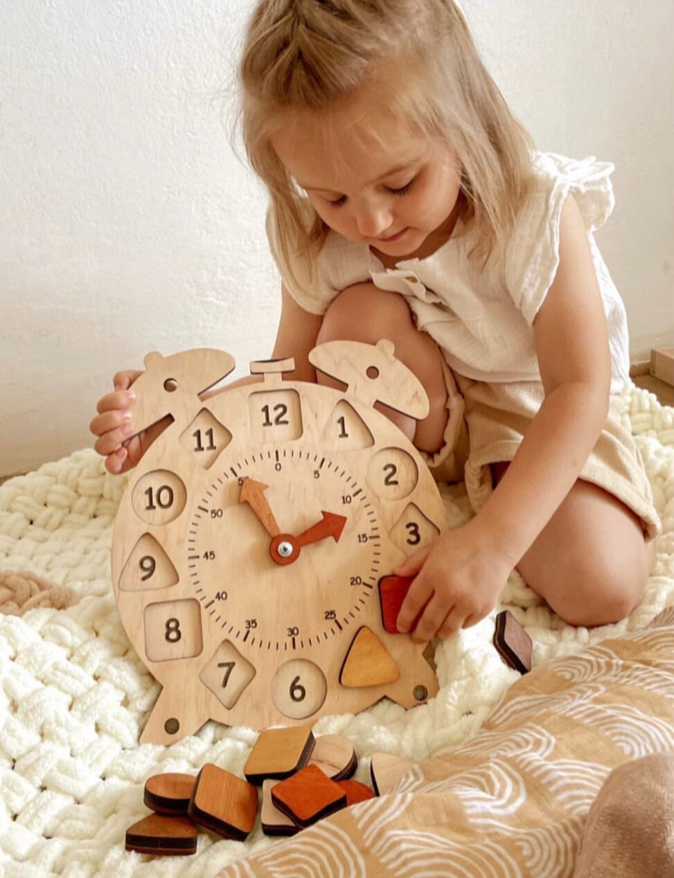 Montessori Clock with Removable Shapes