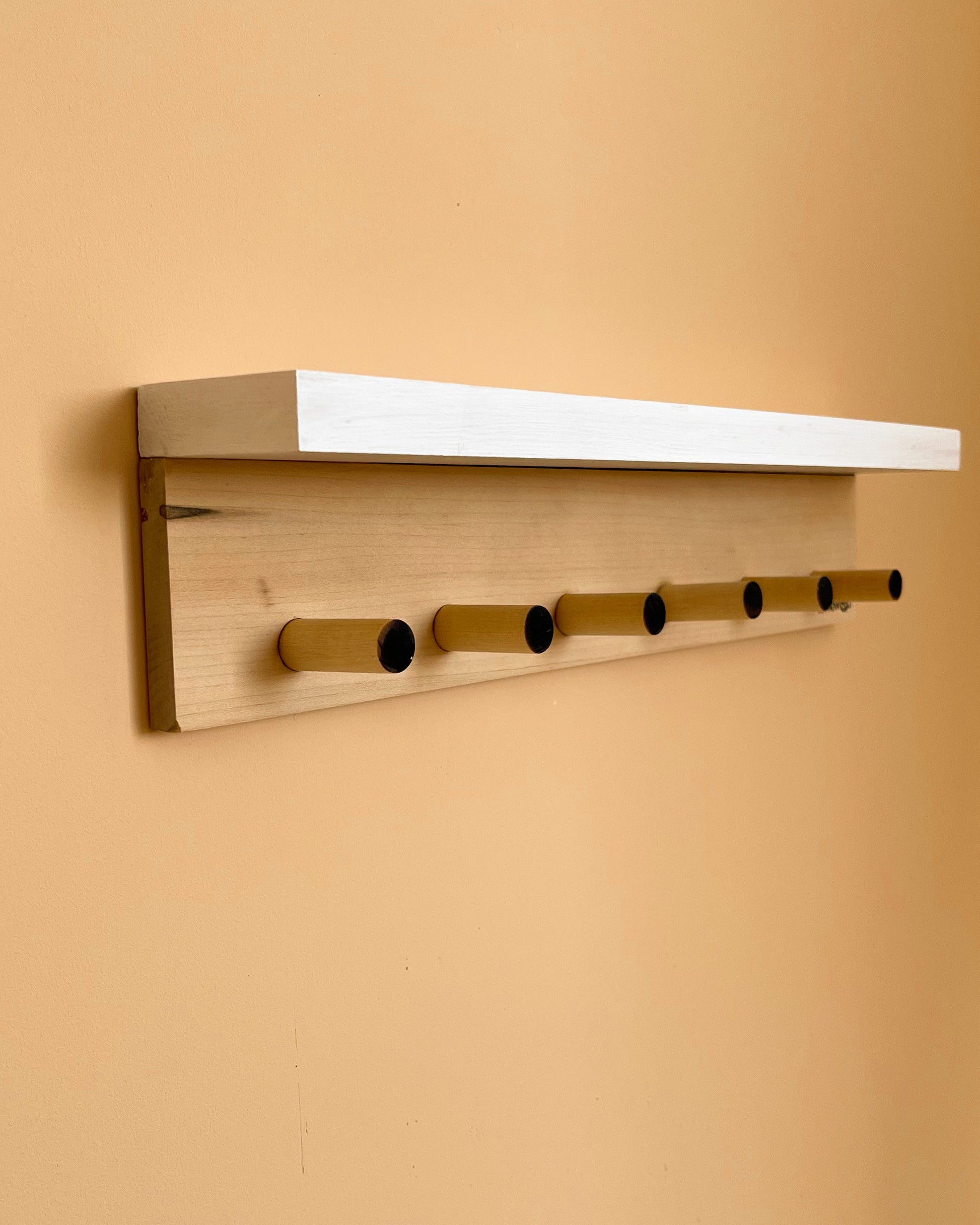 Modern shelf with Hooks - Coat rack - Entryway organiser - Wooden wall –  WittleWoodStore